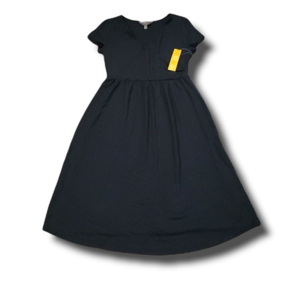 Mix‎ by 41 Hawthorn Maternity Dress Black V-Neck Empire Waist Midi Size M MAT011